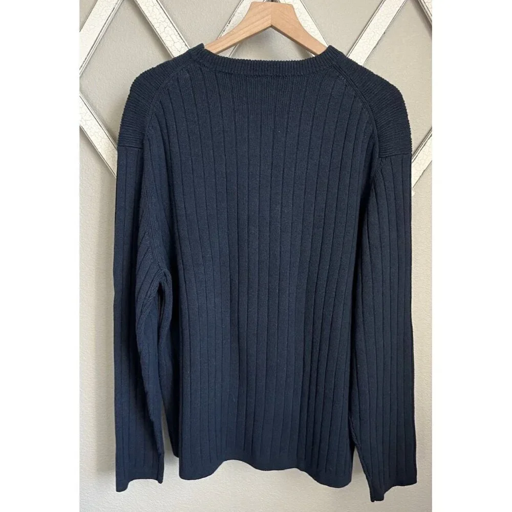 NWT! Vintage GAP Men's XXL Crew Neck Cotton Sweater Hong Kong - Navy Blue